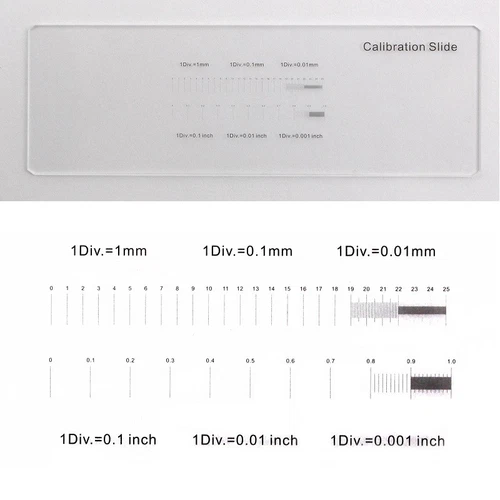 Microscope Calibration Slide Stage Micrometer 0.01 Millimeter 0.001 inch 25.4 mm