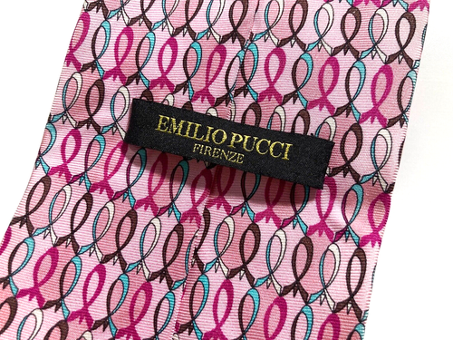 CINTA DE COLECCIÓN EMILIO PUCCI FLORENZE LOOP PATRÓN ARTÍSTICO CORBATA PASTEL ROSA ITALIA - Imagen 14 de 15