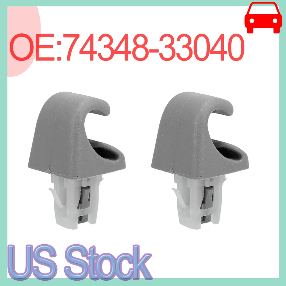 2 PIEZAS Se adapta a Toyota Rav4 Corolla Gris Coche Parasol Gancho Clip Retenedor Stock en EE. UU. Foto 3 de 4