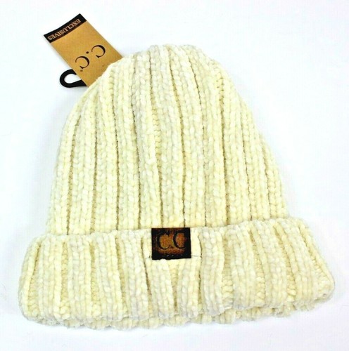 C.C IVORY TOBOGGAN CABLE KNIT HAT - NEW 