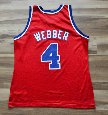 激レア　Bullets ユニフォーム Webber 4 Chris Webber #4 Washington Bullets Champion Jersey NBA Red Men 44
