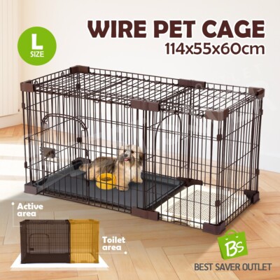Petscene Dog Cage Pet Dog Wired Crate Enclosure w Divider 114 55 60cm eBay
