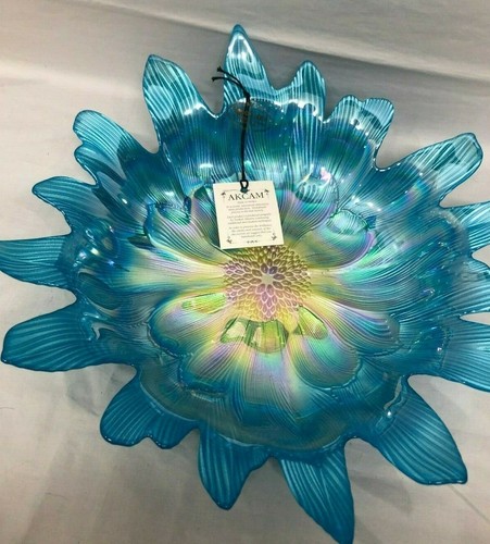 Blue Flower Floral Decorative Bowl Platter Plate AKCAM Turkey Luster 12” New - Picture 6 of 6
