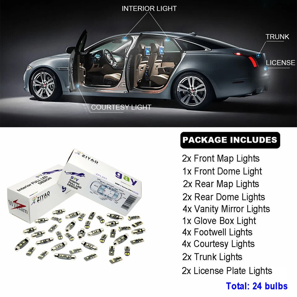 24 Bulbs White LED Full Interior Light Kit For Benz G-Class W463 2009-2012 Lamps - Image 2 of 4