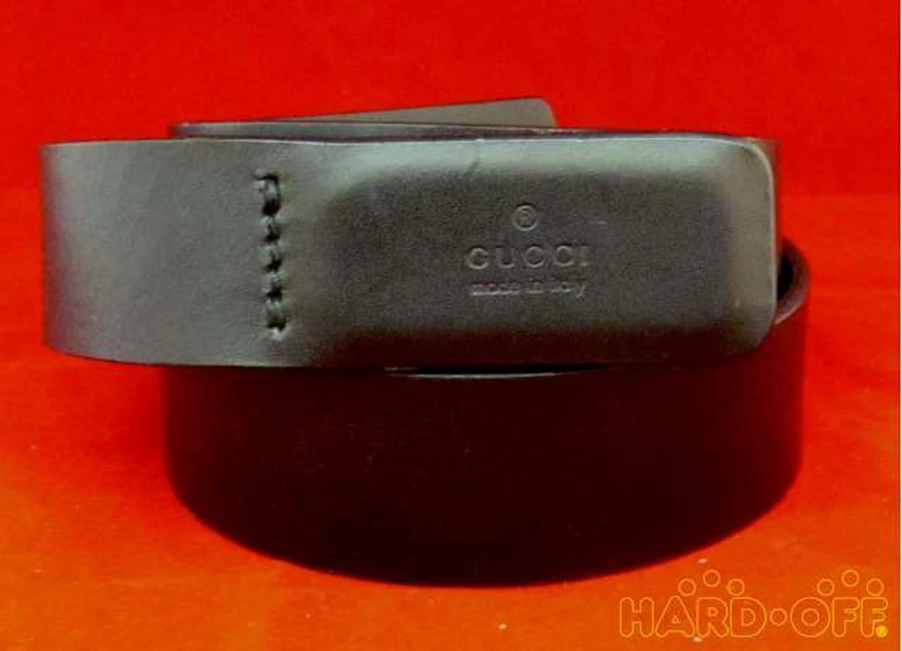 Gucci Authentic 87.0 cm Leather Belt Women's Solid Black Color Made in Italy