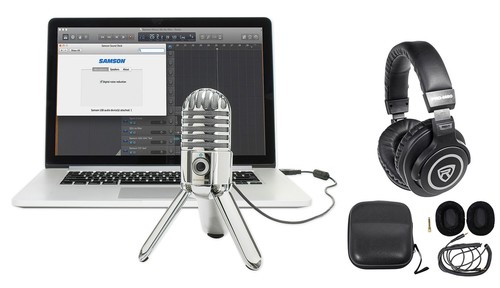 Samson Podcast Recording Podcasting Microphone+Pro Headphones+Cables+Case - 第 1/12 張圖片