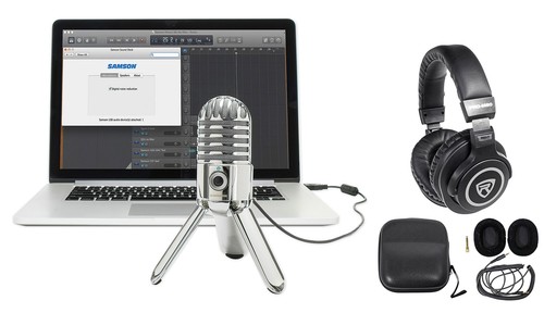 Samson Podcast Recording Podcasting Microphone+Pro Headphones+Cables+Case - Picture 1 of 12