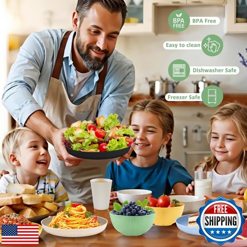 24-teiliges Weizenstroh Geschirrset für 8, unzerbrechliche Teller und Schüsseln Weizen S - Bild 5 von 5