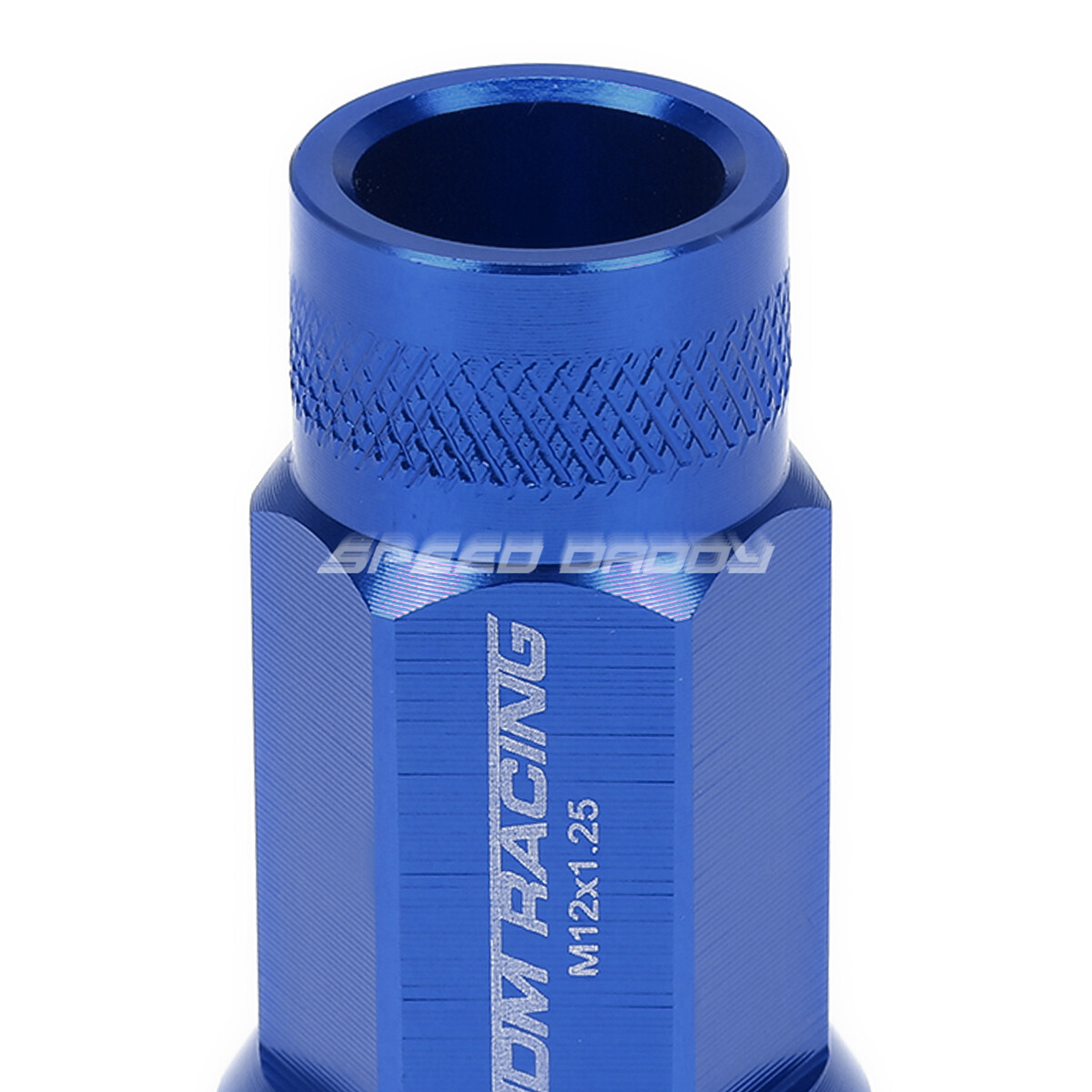JDM OPENEND ALUMINUM BLUE 20 LUG NUTS SET+ADAPTER M12X1.25 25MM OD