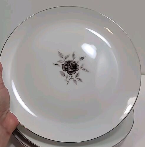 3 Vintage Celebrity Fine China Nocturne Dinner Plates 10 1/4" Rose - Picture 4 of 13