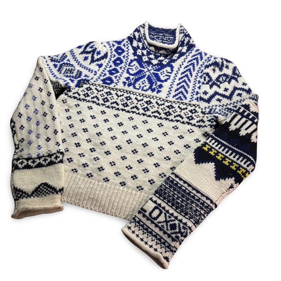 Polo Ralph Lauren Sweater Women’s Large White Blue Rolled Turtleneck Jumper Knit - Image 2 of 4