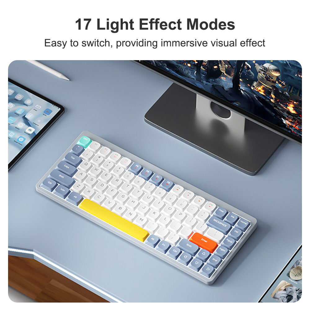 iBlancod 84-Key Mechanical Keyboard with 2.4G BT5.0 Type-C 3 Modes RGB Backlit
