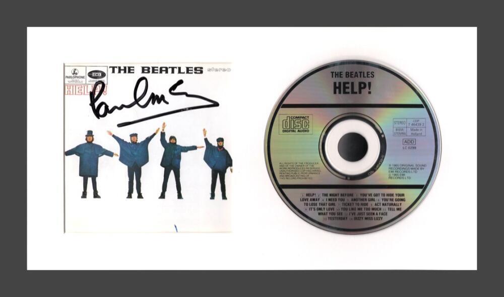 Paul McCartney The Beatles Signed Autograph Help Framed CD Display