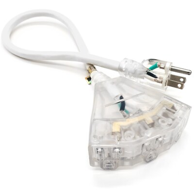 12 Gauge Extension Cords Heavy Duty Lighted 3-Outlet SJTW Indoor / Outdoor 12 3
