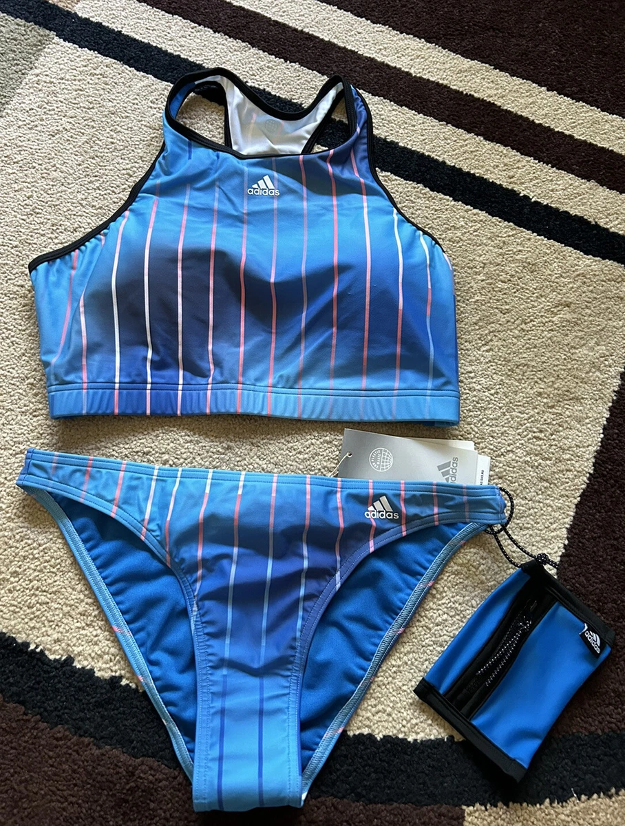 Adidas Melbourne Racerback Top Bikini Bottoms Swimsuit Set