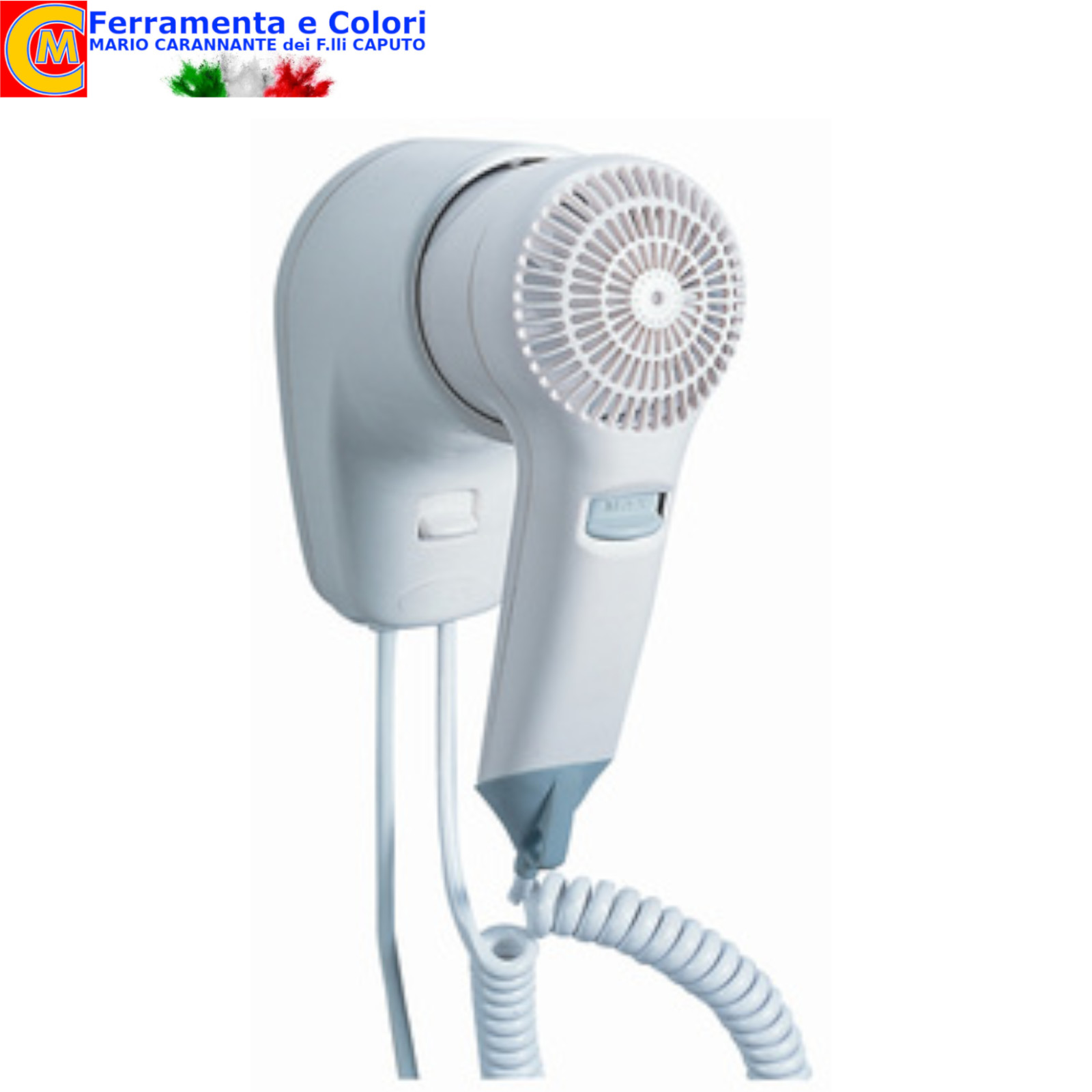 Phon Asciugacapelli Muro Bianco 1200W Design Moderno Bagno