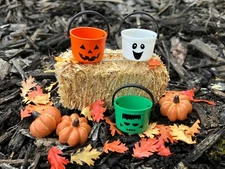 Dollhouse Miniature Halloween Trick Treat Candy Bucket Pumpkin Ghost 1” 1:12