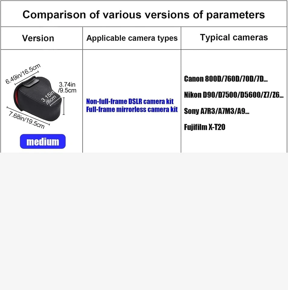 Camera Sleeve Medium DSLR SLR Case Neoprene Protection Compatible Canon Nikon ec - Image 3 of 4