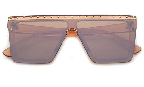 Gafas de sol de moda de una sola pieza lentes planas de gran tamaño para mujer, torso plano rectangular - Imagen 6 de 14