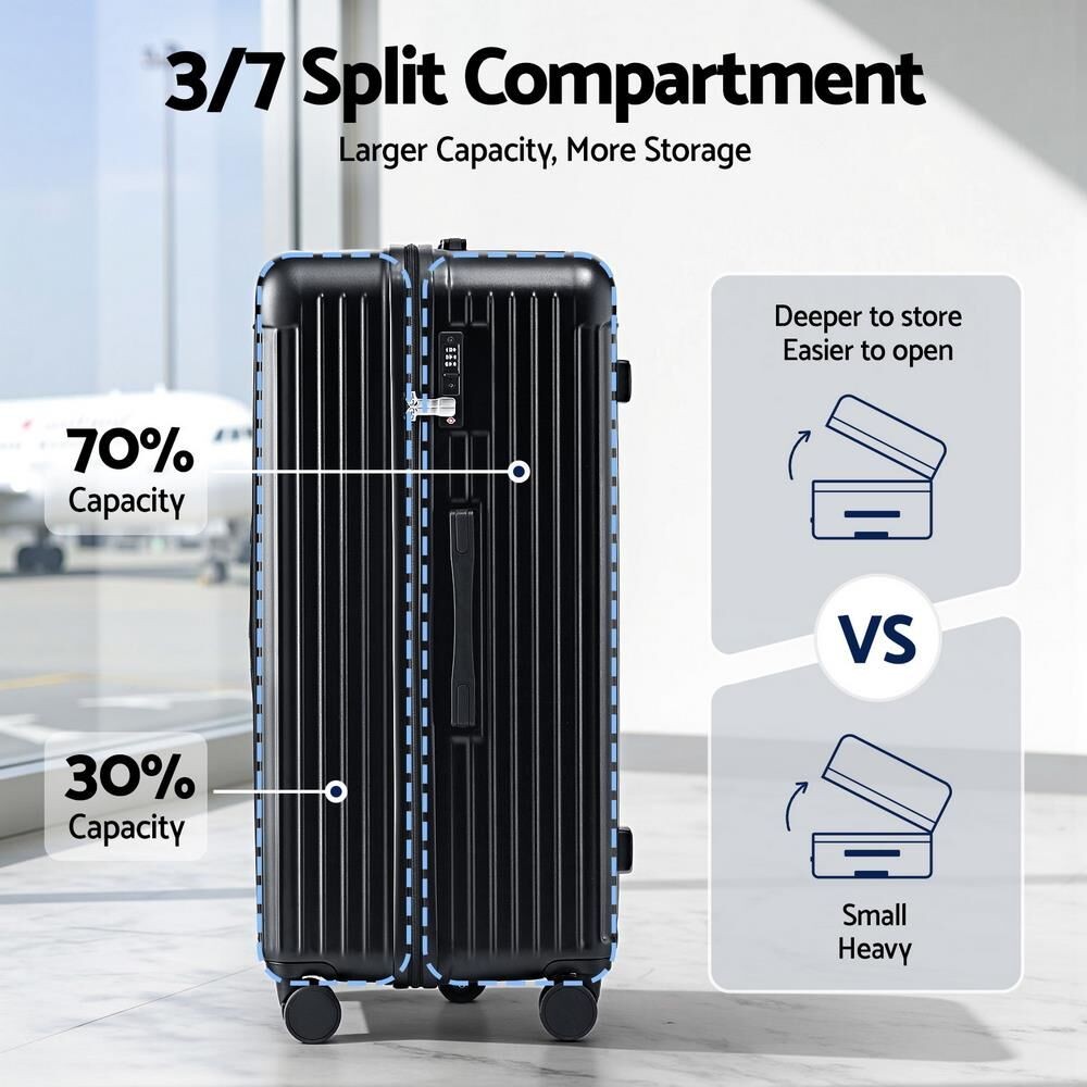 Wanderlite 32" Trunk Luggage Suitcase Travel 5 Wheels Type-C Port TSA Black — image 4