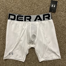 Boys YXL Size XL UA Under Armour White Utility Slider Shorts With Cup NWT