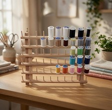 Beechwood 60-Spool Thread Rack Organizer Sewing Embroidery Wall Stand VG