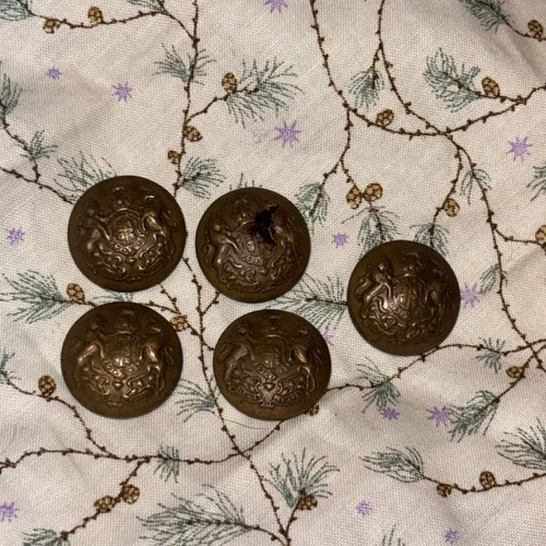 Ww2 General Service Royal Arms  King's Crown. Brass Military uniform button X5
