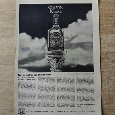Chivas Regal 1965 Vintage Werbung Anzeige Werbeanzeigen Advert Advertisement Adv