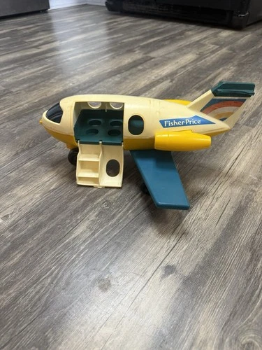 Vintage 1980 Fisher Price Little People Jet Airplane 933 Blue & Yellow