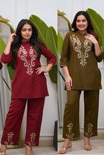 Party Wear Women's Ethnic Kurta Pant Set Indian Bollywood Top Kurti Cord Set