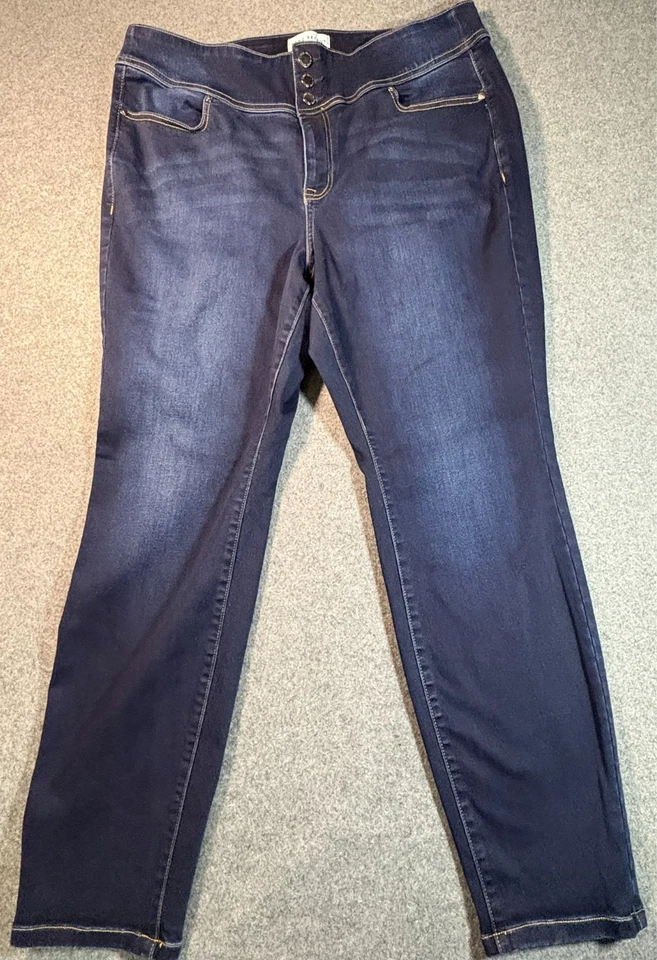 Lane Bryant Womens Size 18 Jeggings Dark Wash High Rise 3 Button Stretch Skinny - Image 2 of 4