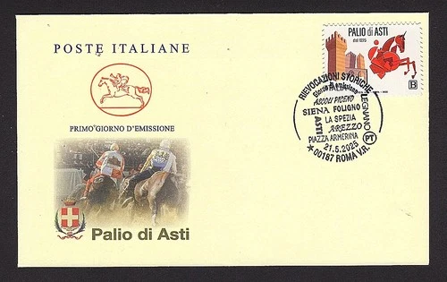 Italy 2025: Historical re-enactments - 8 FDC "Cavallino" / 1st day of issue.
