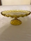 Vintage Anchor Hocking Fairfield Glass Cake Plate Pedestal Stand Honey Amber 10"