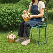 Foldable Garden Kneeler Kneeling Bench Stool Soft Cushion Sitting