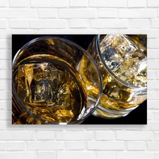 Whisky On The Rocks Captivating Alcoholic Drink Original Canvas Print Large