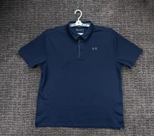 Under Armour Shirt Mens 2XL Navy Blue Performance Polo Wicking Heat Gear Golf