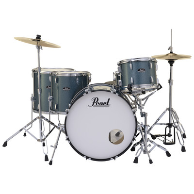 Pearl Roadshow 5-Pc Complete Drum Set w/22'' Kick & Cymbals - Aqua Blue Glitter