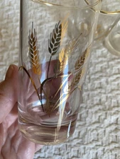 3 VTG Wheat Pattern Juice Glasses Homer Laughlin 22K Gold Trim MCM 1940-60’s
