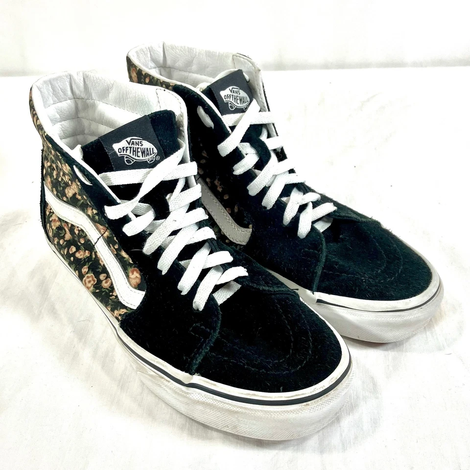 Zapatillas altas Vans Sk8 Hi negras con estampado floral para mujer talla 8,5 Foto 2 de 4