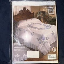 NEW Tobin Evening Rose Stamped Cross Stitch Quilt Double #1604