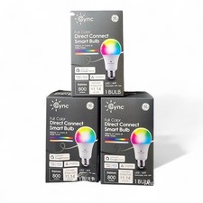 CYNC By GE Full Color Direct Connect Smart LED Bulb A19 3 Bulb Bundle