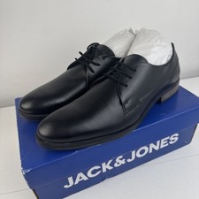 New Mens Jack & Jones JFWSAINT black Leather Platform Shoes Anthracite UK 11 !!