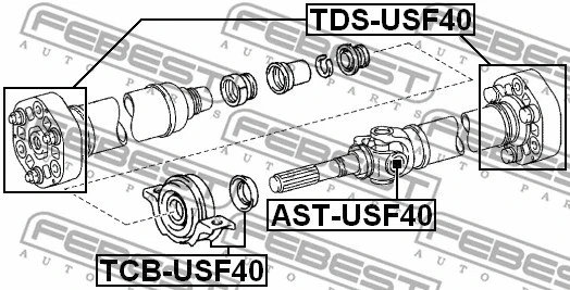 Cojinete central del árbol de transmisión Febest 2007-2012 Lexus LS460 TCB-USF40 Foto 2 de 2