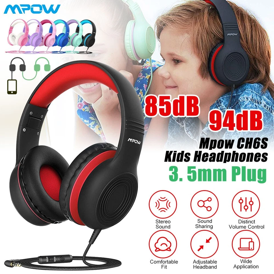 Mpow Kid Headphone Microphone Stereo Adjustable 85dB/94dB Volume Control Headset Foto 2 de 4