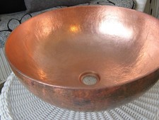 Hammered Copper Bathroom Sink Native Trails Maestro 16" Round Rustic Vessel