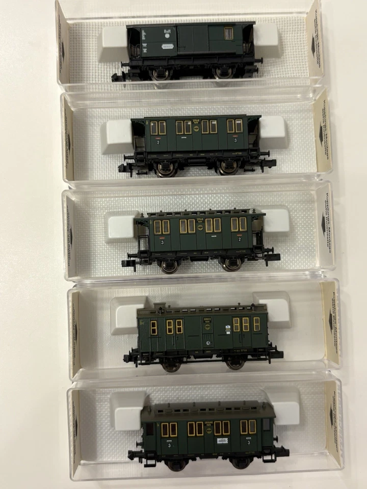 6x Fleischmann N 8057 8058 8059 DRG Personenwagen Lokalbahn Wagen grün Set OVP