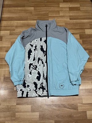 Adidas Stella McCartney windbreaker track jacket LARGE 80s inspired grey & blue