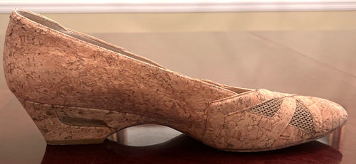 Stuart Weitzman Women's Shoes Size 8 AAAA Cork Mesh Pumps Cut Out Heel Rare - Picture 7 of 15