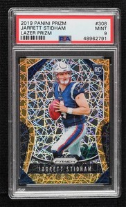 2019 Panini Prizm Rookies Lazer Prizm Jarrett Stidham #308 PSA 9 MINT Rookie RC