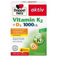 Doppelherz Vitamin K2 + D3 1000 I.E. - D und K tragen im Weiß